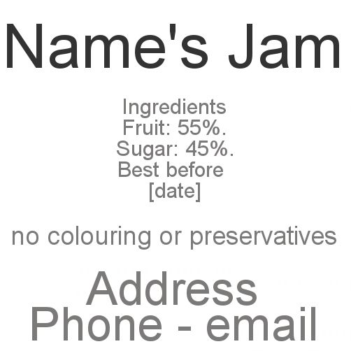Label Jam Ingredients White free template