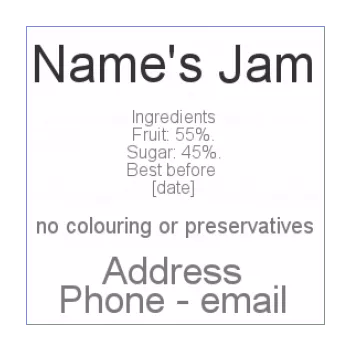 label jam ingredients white 