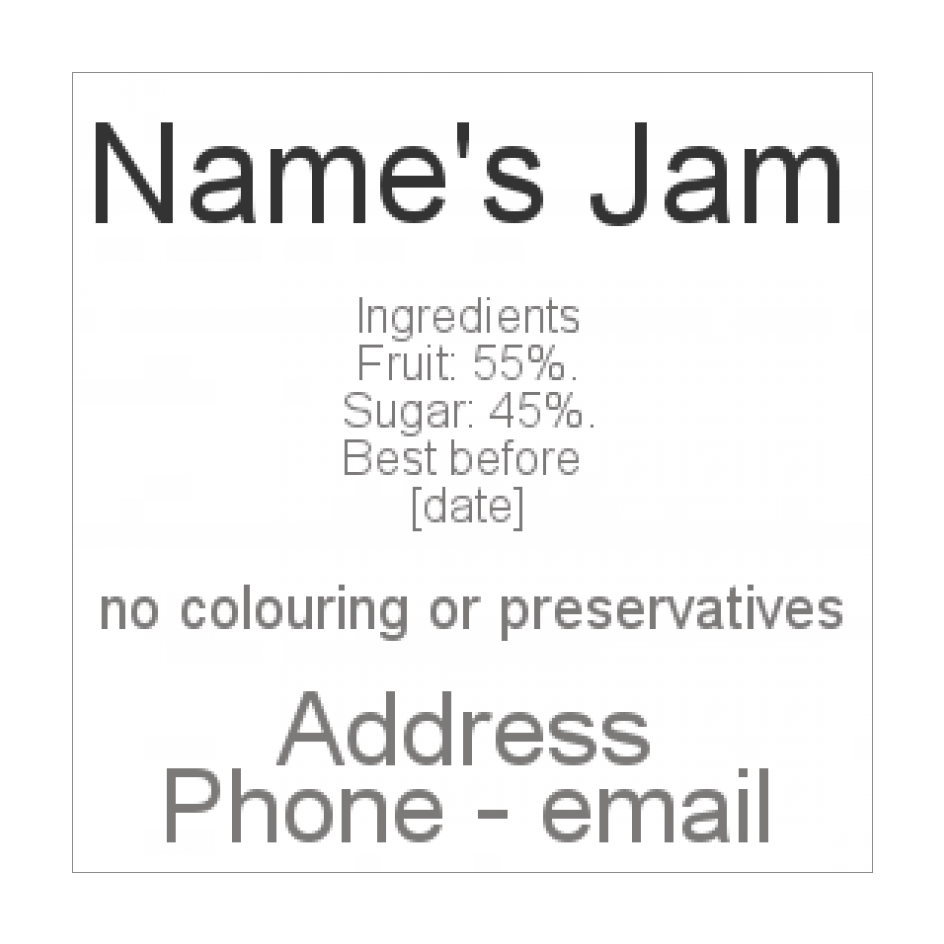 Label Jam White Ingredients free template (card 2144)