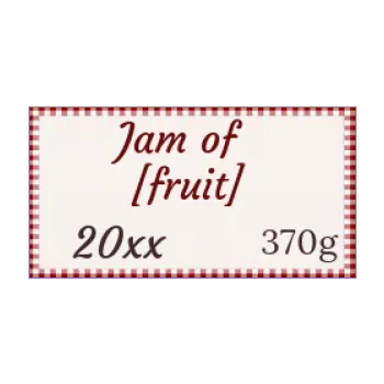 label jam fruit red brown 
