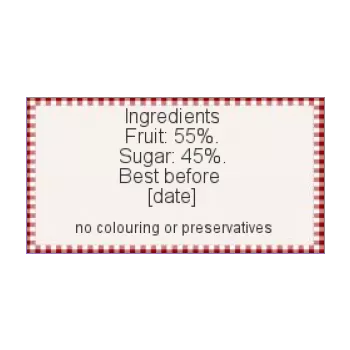 label jam brown ingredients red 