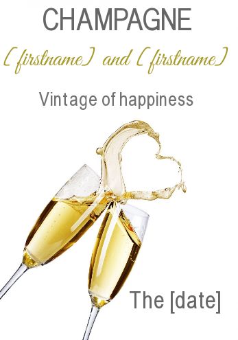 Wedding Label Bottle Champagne Heart free template