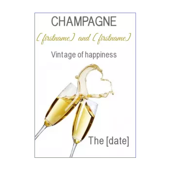 wedding label bottle champagne heart white 