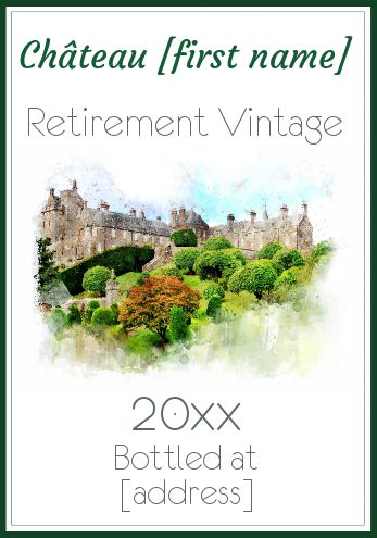 Label Bottle Retirement Castle Drawing free template