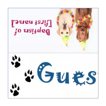 label baptism table dog animals 