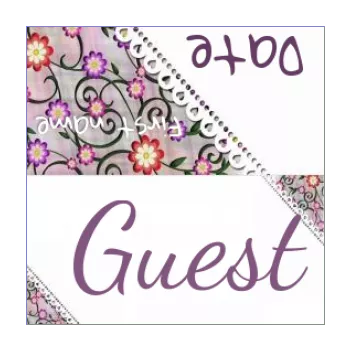 label baptism table flower mauve 