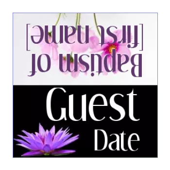 label baptism table black flower mauve 