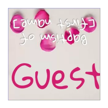 label baptism table brown flower mauve 