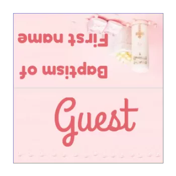 label baptism gift table candle girl rose shoe 