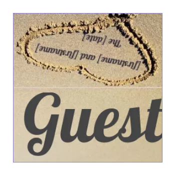 wedding label table heart beach 