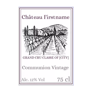 label bottle communion wine mauve white castle 
