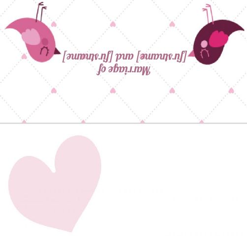 Wedding Label Table Heart Bird template