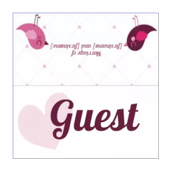 wedding label table heart bird mauve rose 