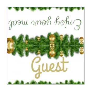 label new year dinner table ball fir green 