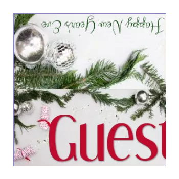 label new year dinner table fir green 