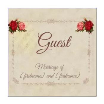 wedding label table brown rose vintage 