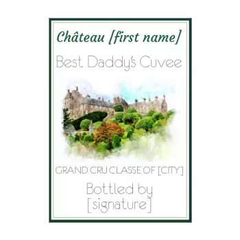 label bottle dad party castle drawing green wine 