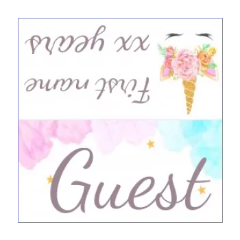 birthday label table unicorn girl rose animals 