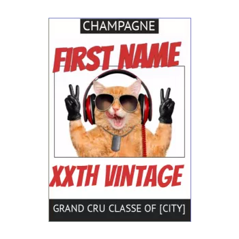 funny label bottle champagne cat red alcohol 