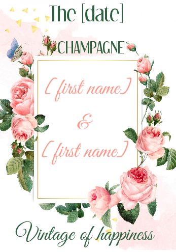 Wedding Label Bottle Flower Rose free template