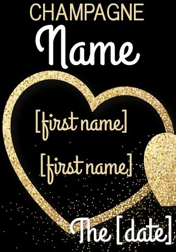 Wedding Label Bottle Champagne Golden free template