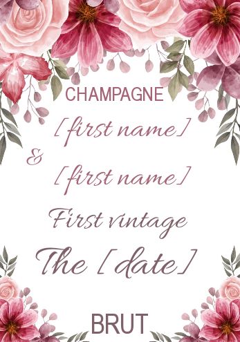 Wedding Label Bottle Champagne Flower free template