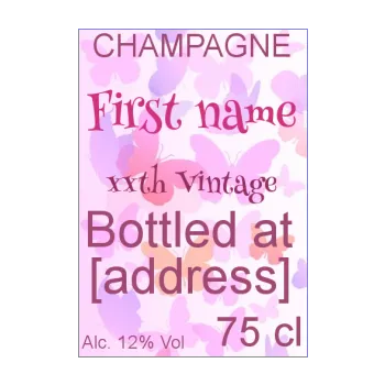 label bottle butterfly mauve rose alcohol animals 