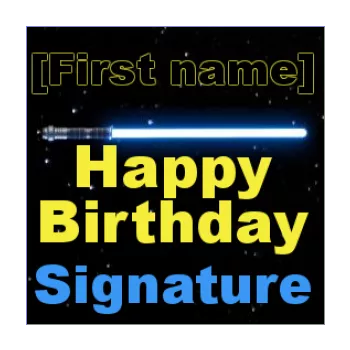 birthday label gift black laser sword star 