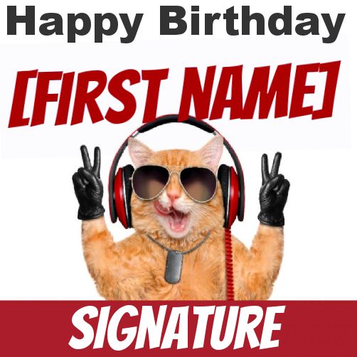 Funny Birthday Label Gift Cat free template