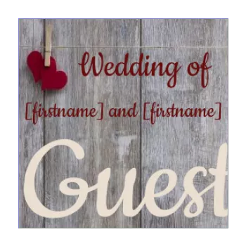 wedding favor label gift heart wood 