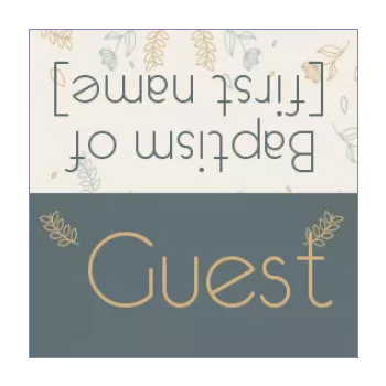 label baptism table blue brown flower 