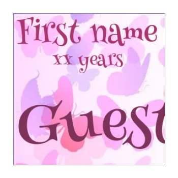 birthday label table butterfly mauve rose animals 