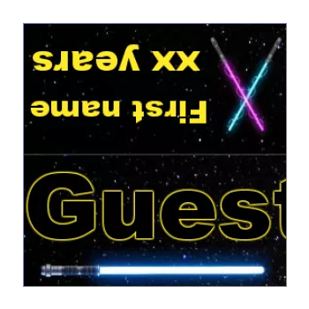 birthday label table black laser sword star 