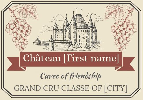 Label Bottle Bordeaux Grapes Castle free template