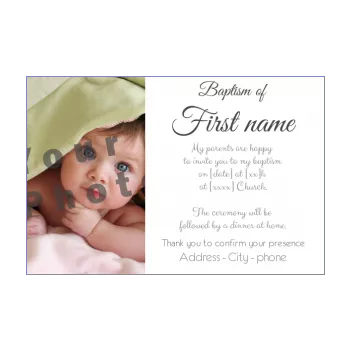 announcement baptism elegant white 