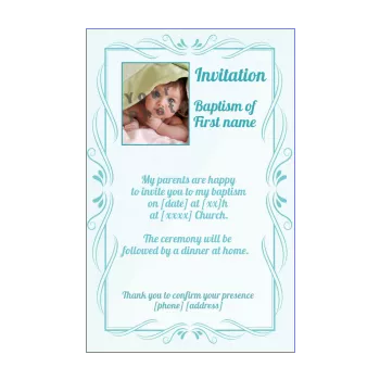 announcement baptism blue boy elegant 