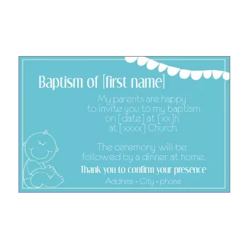 announcement baptism baby boy blue ribbon 