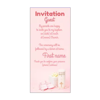announcement baptism gift candle girl rose shoe 