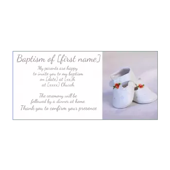 announcement baptism girl mauve shoe white 