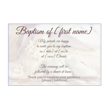 announcement baptism cross shoe 