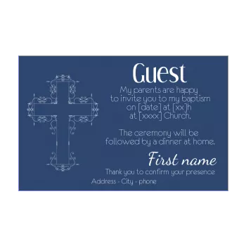 announcement baptism blue boy cross 