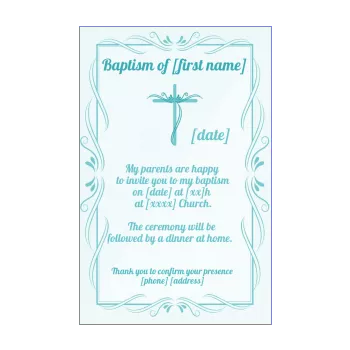 announcement baptism blue boy cross 