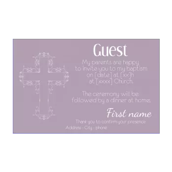 announcement baptism cross girl mauve 