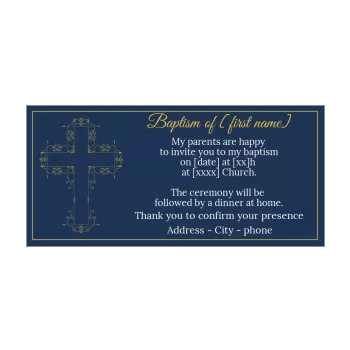 announcement baptism blue boy cross 