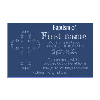 announcement baptism blue boy cross 