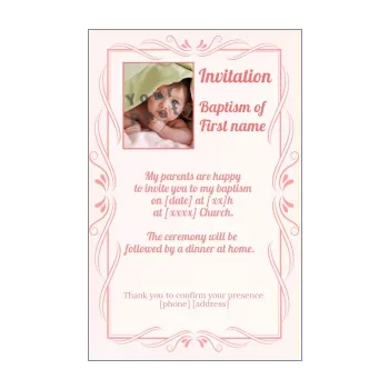 announcement baptism elegant girl rose 