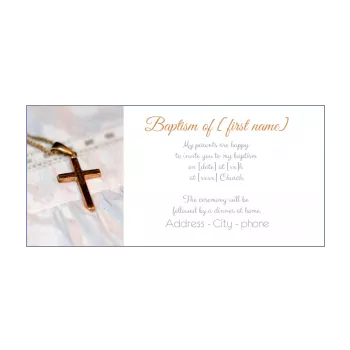 announcement baptism brown white cross 