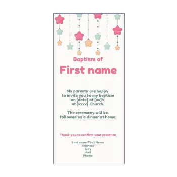 announcement baptism blue red star yellow 