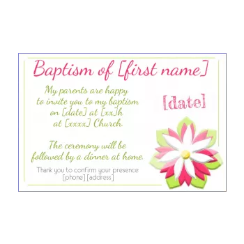 announcement baptism flower green rose white 