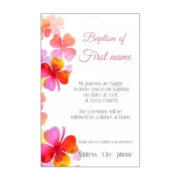 announcement baptism flower girl mauve red rose 